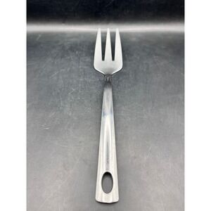 Vtg Oneida Stainless Steel Serving Meat Fork 9.5" Modern Tapered Handle Hole